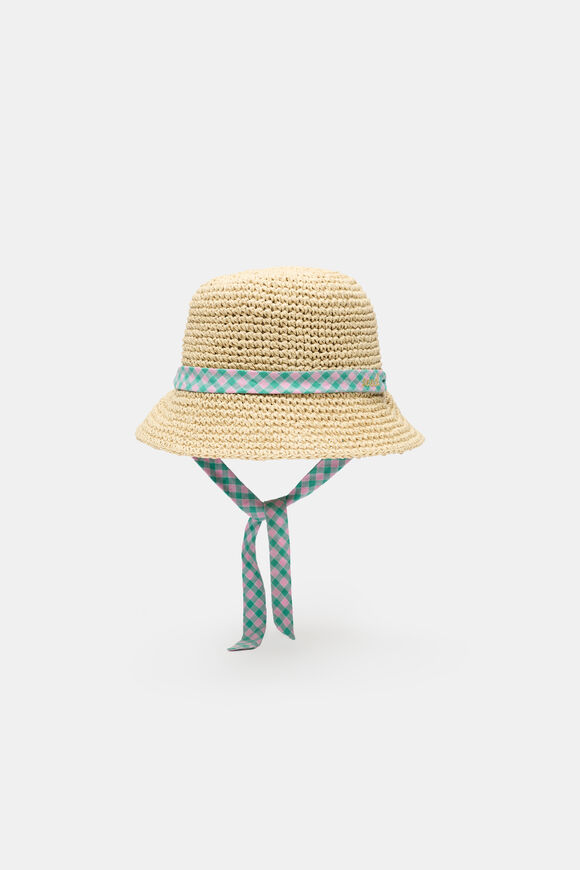 Gingham Straw Hat  Natural  hi-res