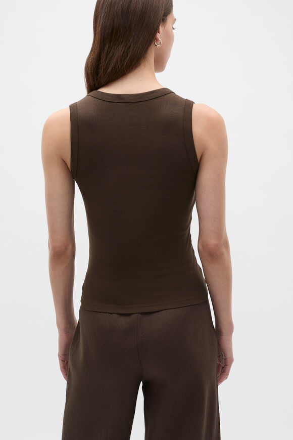Australian Cotton V Neck Tank  Dark Espresso  hi-res