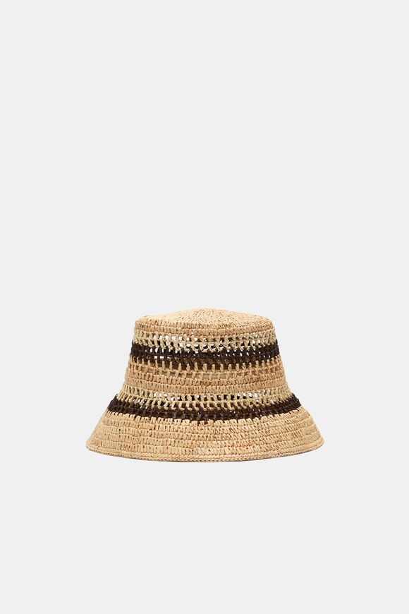 Multi Raffia Bucket Hat  Dark Espresso Multi  hi-res