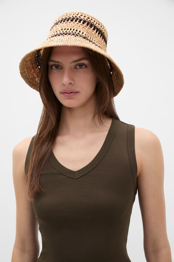 Multi Raffia Bucket Hat  Dark Espresso Multi  hi-res
