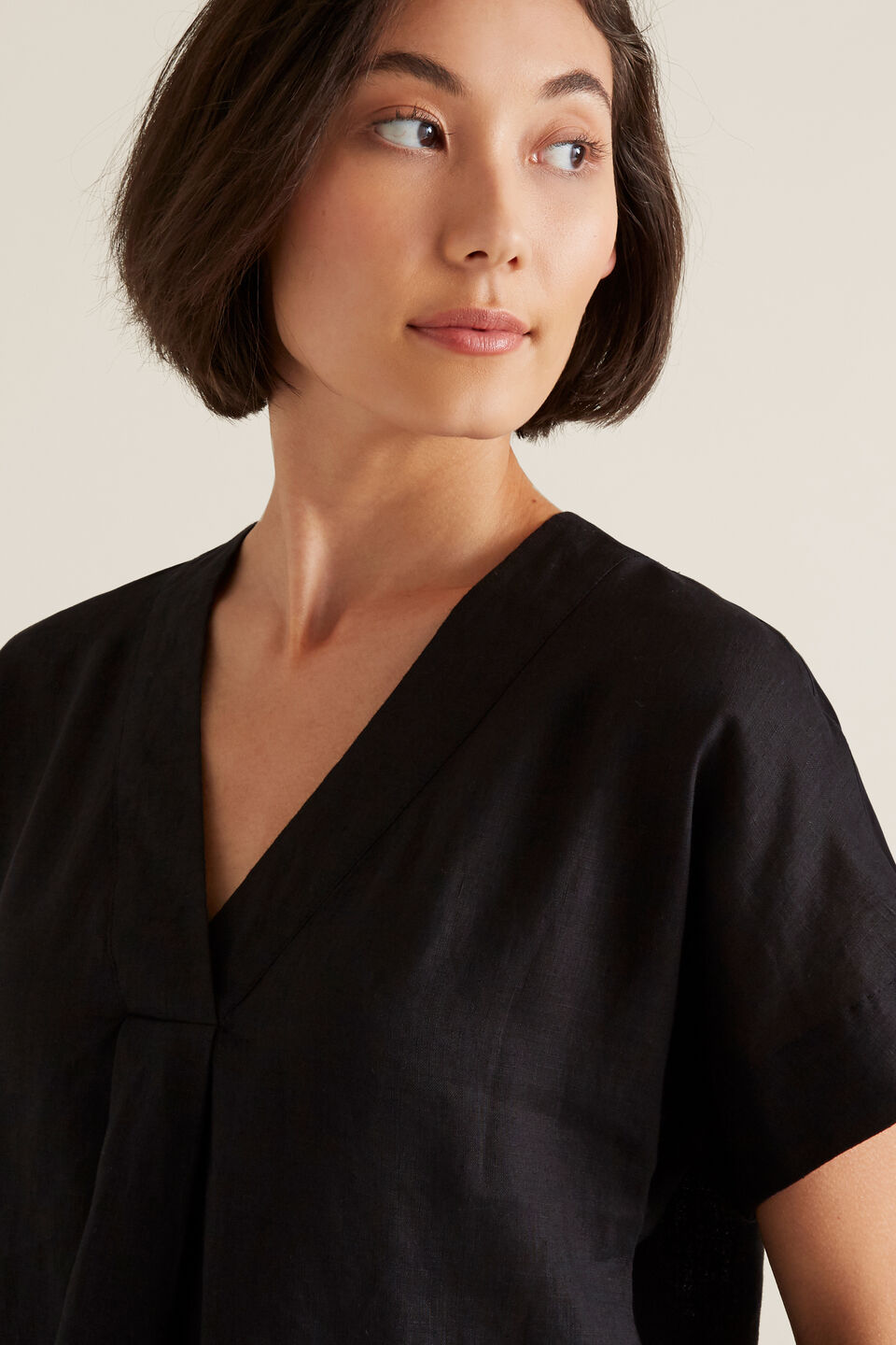 V Neck Linen Top  