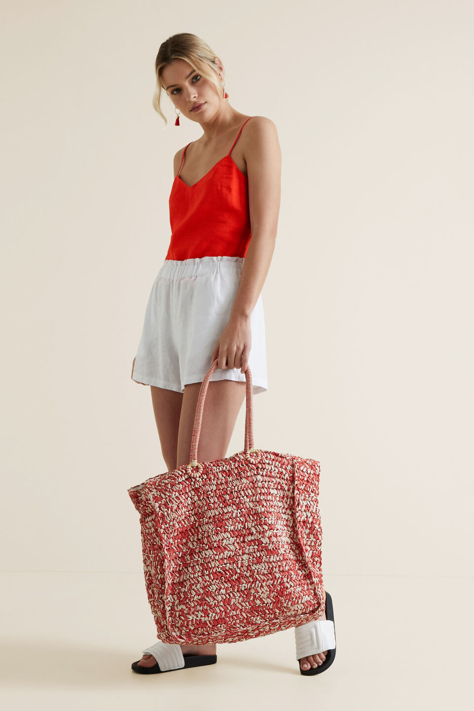 Two Tone Straw Tote  