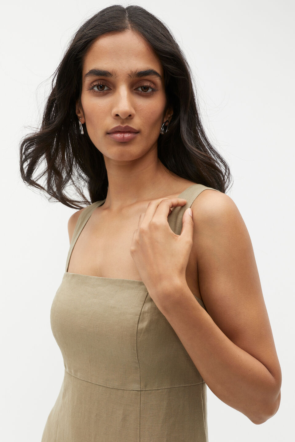 Linen Square Neck Sun Dress  Rosemary