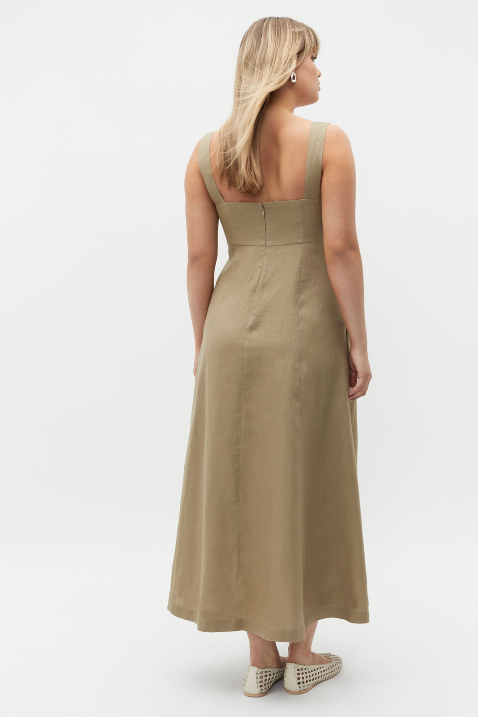 Linen Square Neck Sun Dress  Rosemary