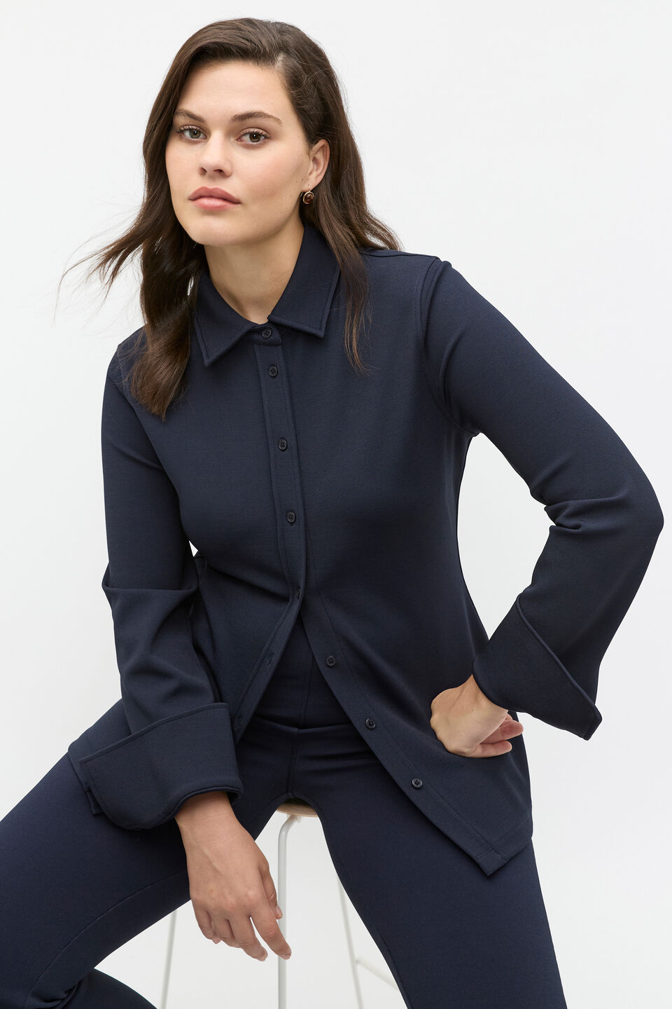 Compact Rib Polo Top  Twilight Blue