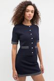Crepe Knit Contrast Top  Twilight Blue  hi-res