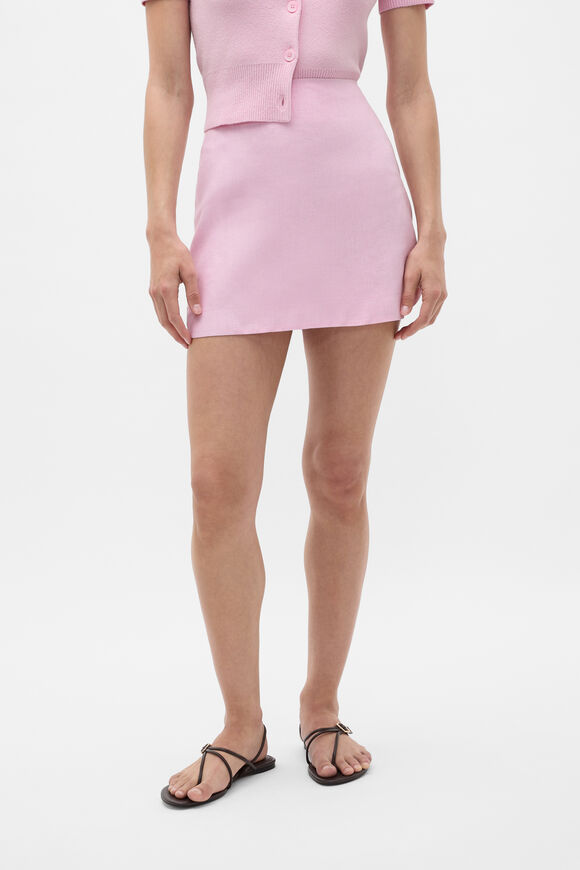 Core Linen Curve Hem Mini Skirt  Petal Pink  hi-res
