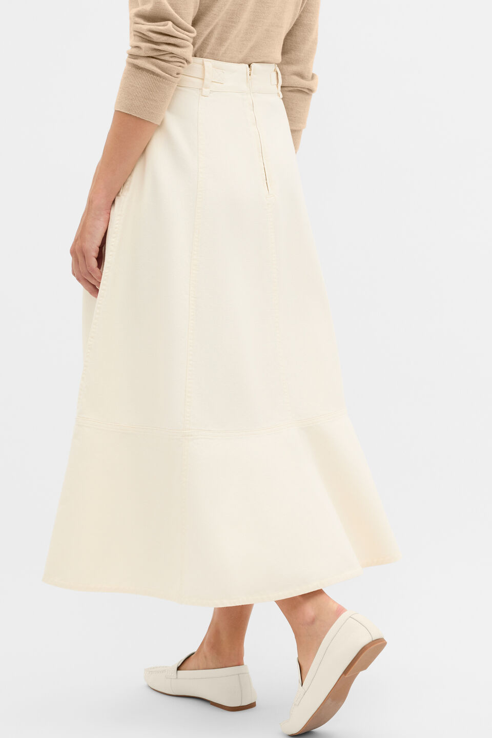 Soft Denim Side Buckle Skirt  Coconut Cream