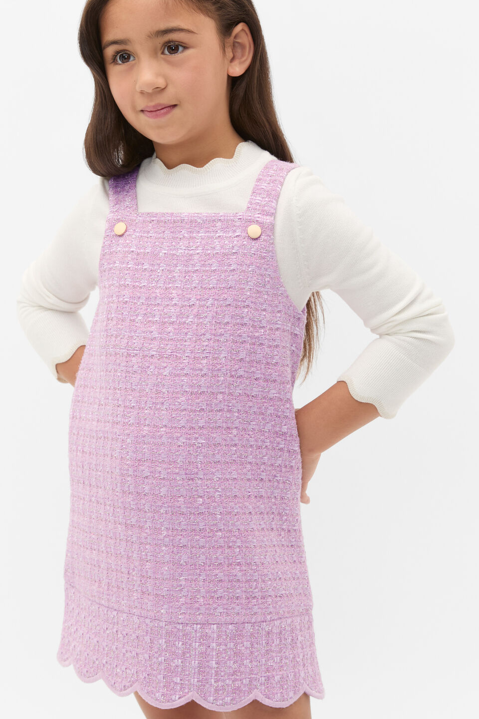 Tweed Pleat Pinafore  Orchid