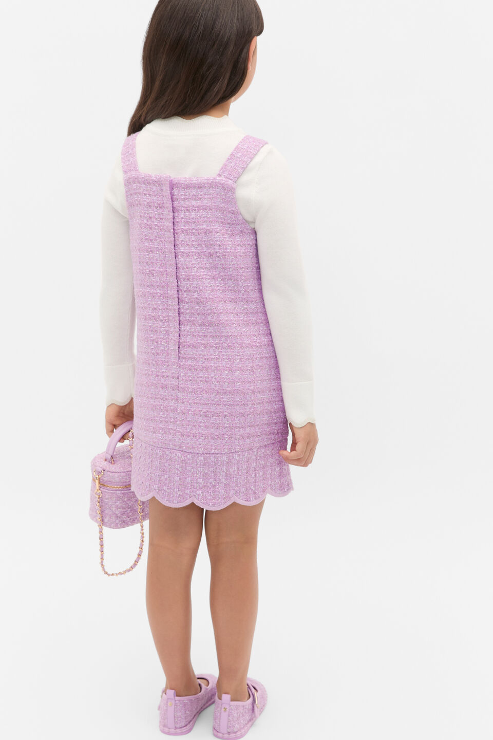 Tweed Pleat Pinafore  Orchid