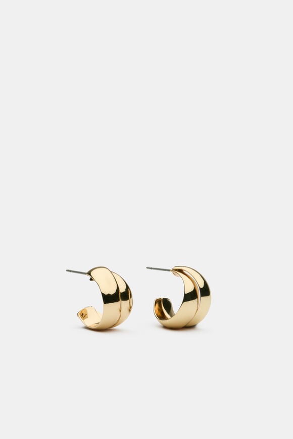 Layered Curved Earring  Gold  hi-res