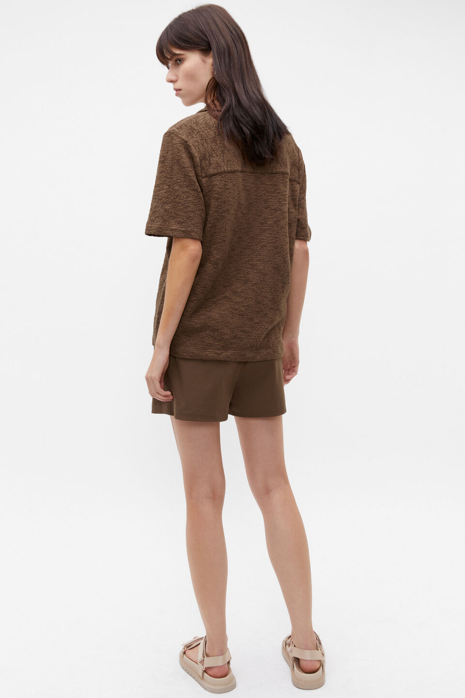 Textured Boucle Polo  Dark Praline