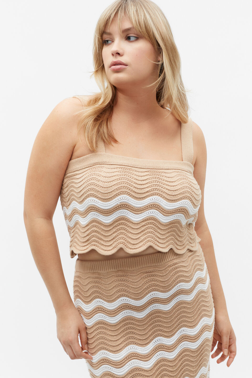 Crochet Cropped Tank  Nougat
