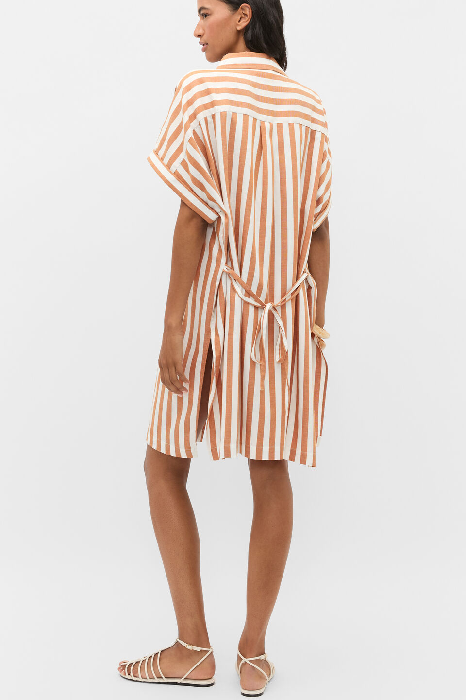 Stripe Collar Detail Poncho  Copper