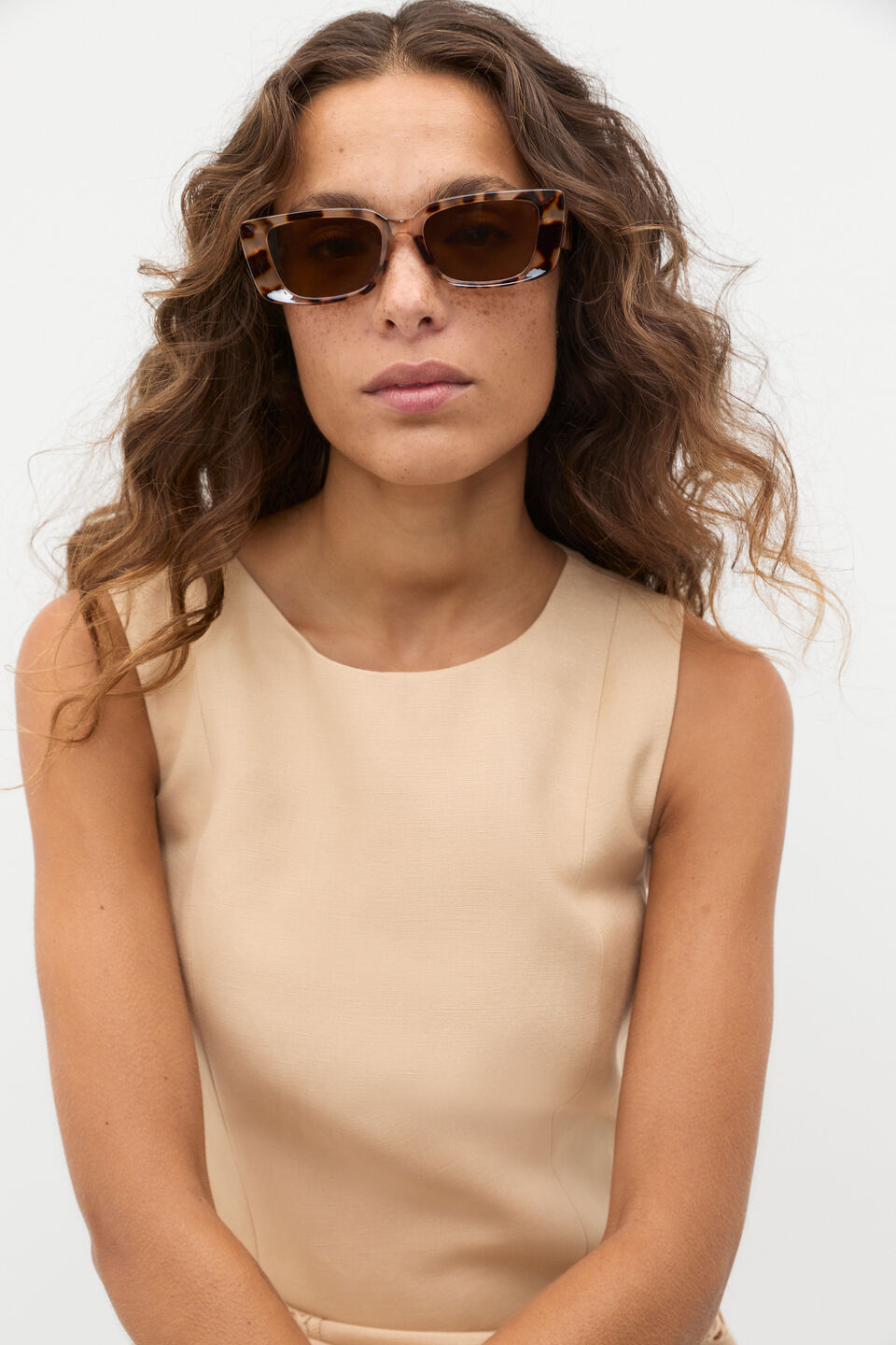 Poppy Rectangle Sunglasses  Spice Tort