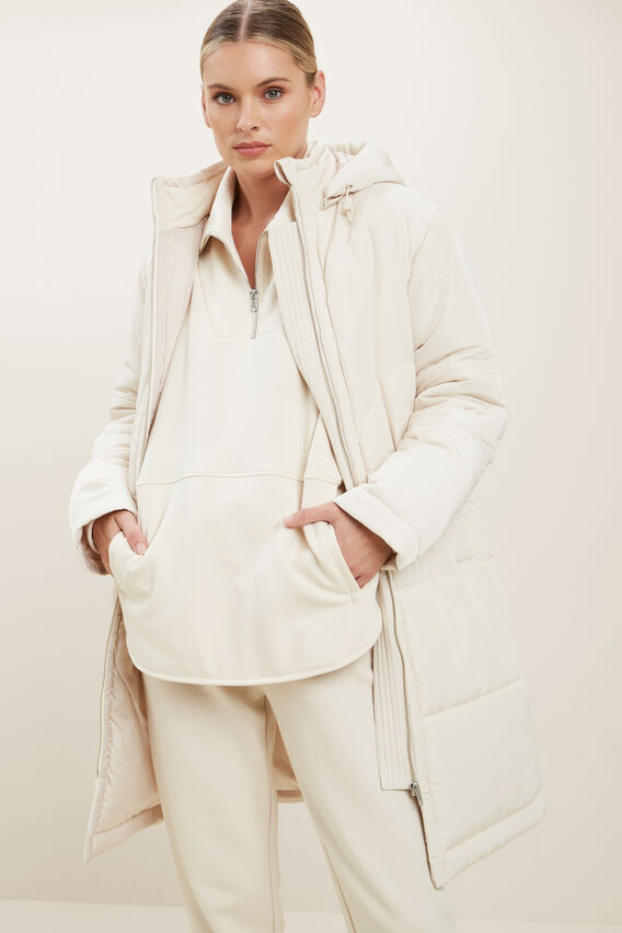 Longline Puffer Jacket PEBBLE CREAM hi-res
