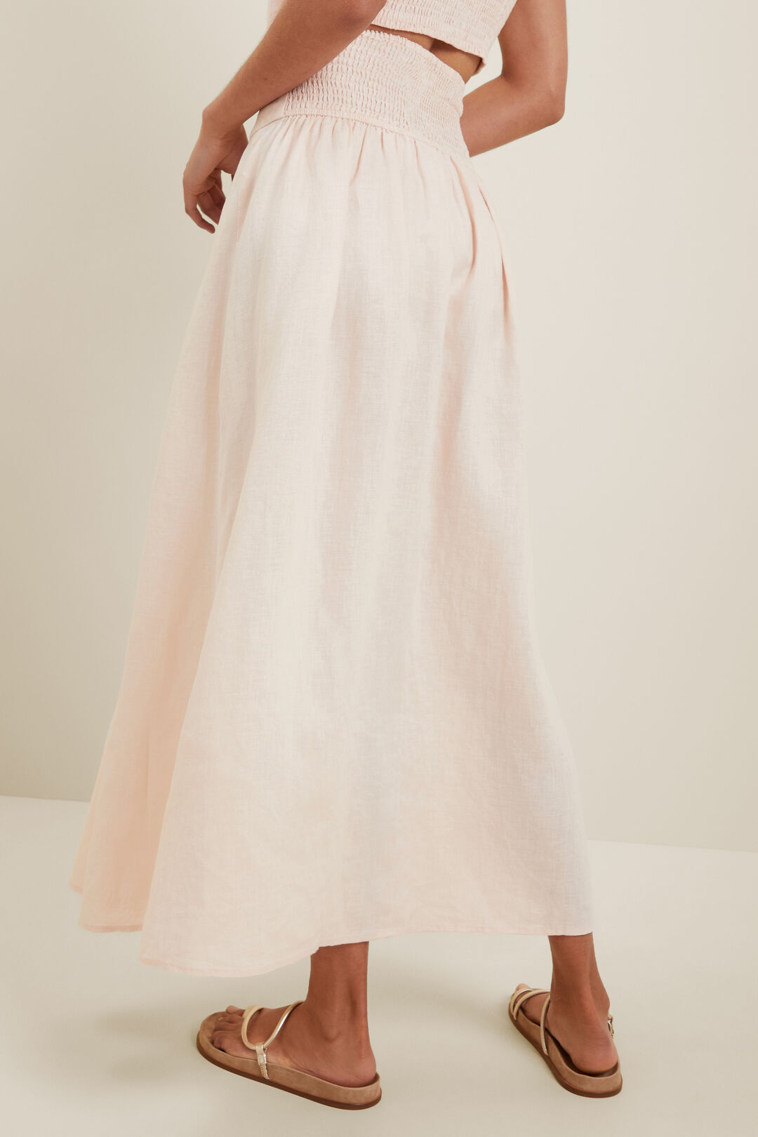 Linen Gathered Maxi Skirt  Pale Blossom  hi-res