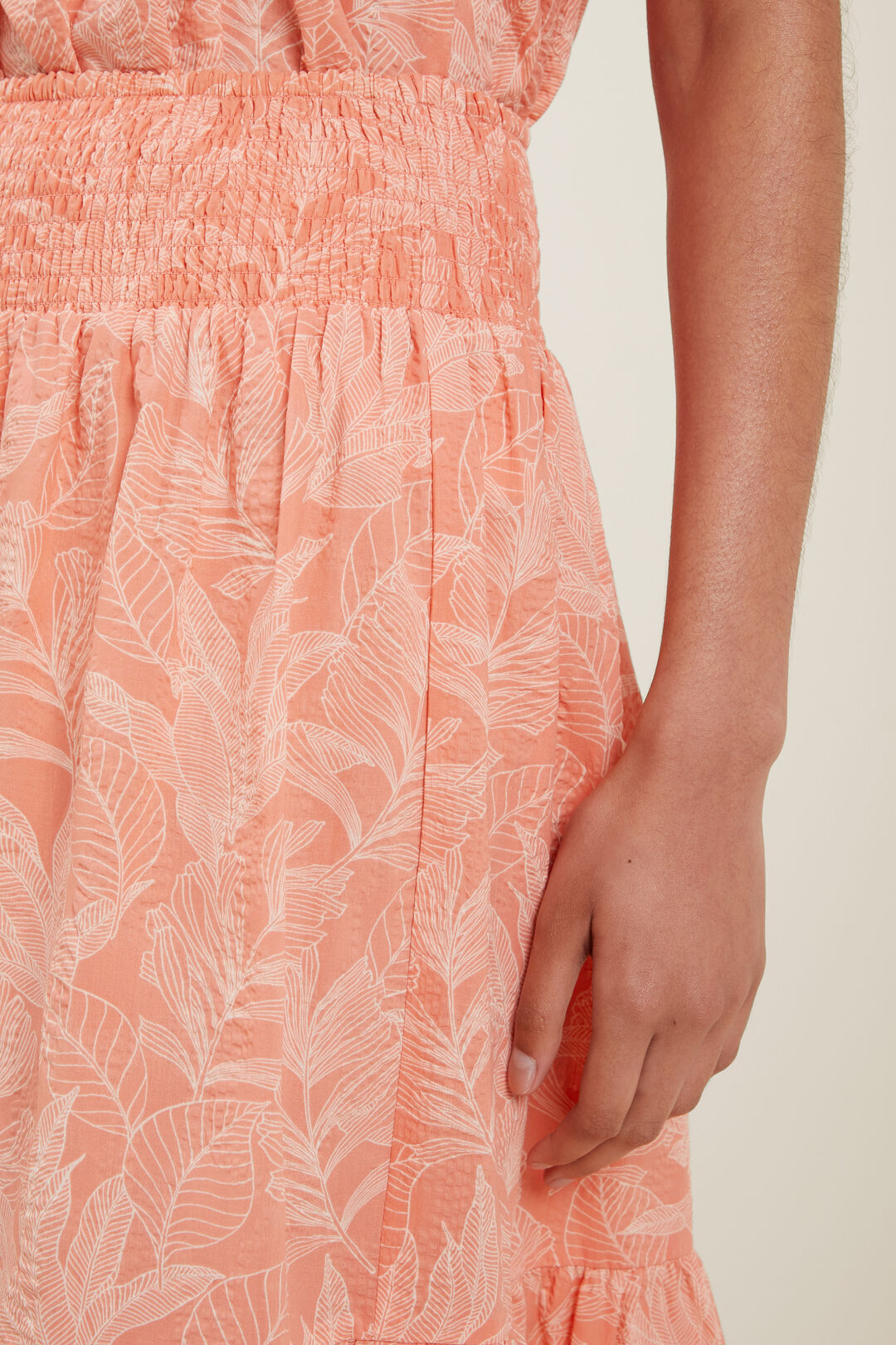 Textured Tiered Skirt  Coral Rose Floral  hi-res