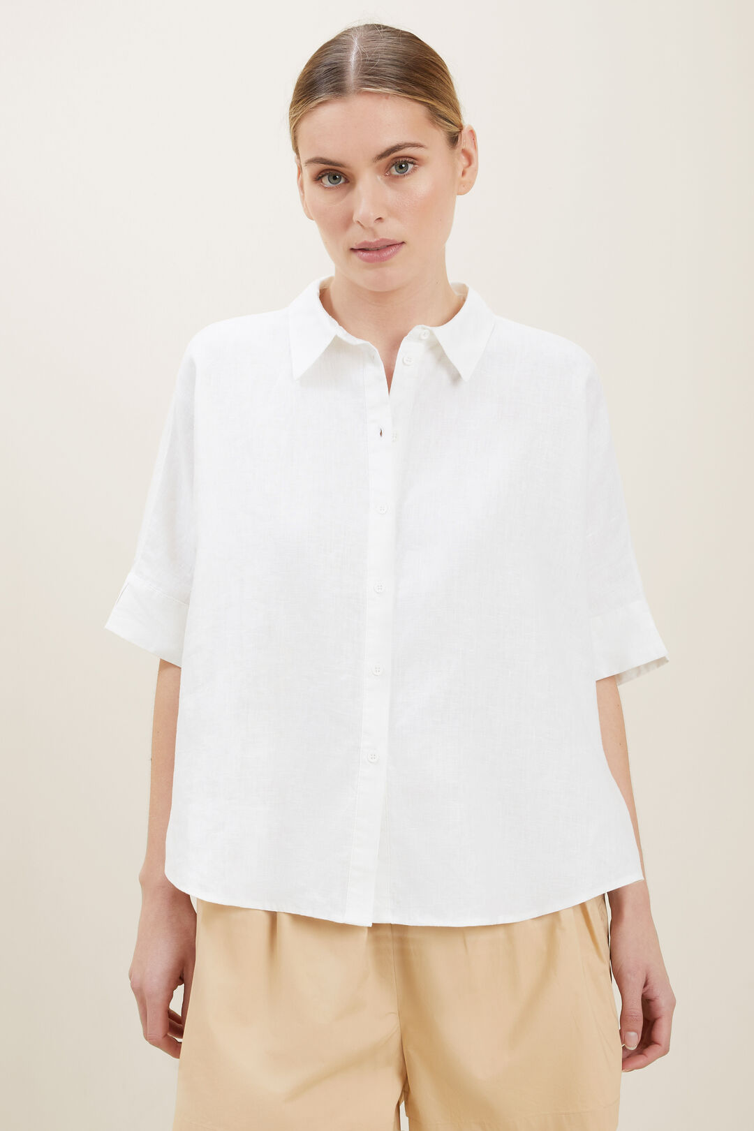 Linen Button-Down Shirt  Whisper White  hi-res
