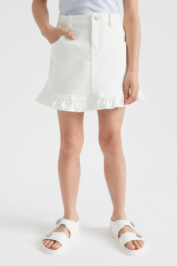 Denim Frill Skirt  Vintage White Wash  hi-res