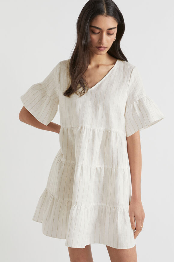 Linen Stripe Mini Dress  Auburn Pinstripe  hi-res