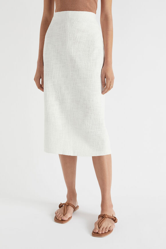 Cotton Tweed Midi Skirt  Cloud Cream  hi-res