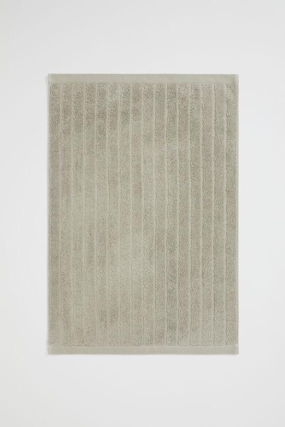 Cotton Stripe Hand Towel   Olive  hi-res