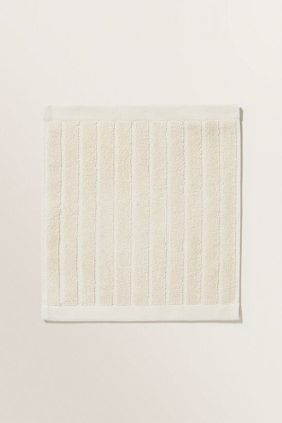 Cotton Stripe Face Towel  Ivory Cream  hi-res