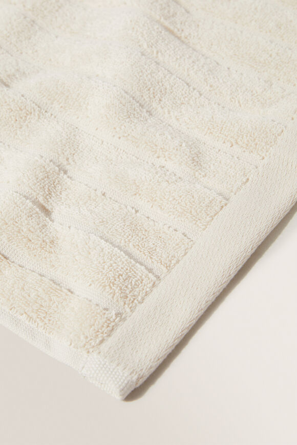 Cotton Stripe Face Towel  Ivory Cream  hi-res