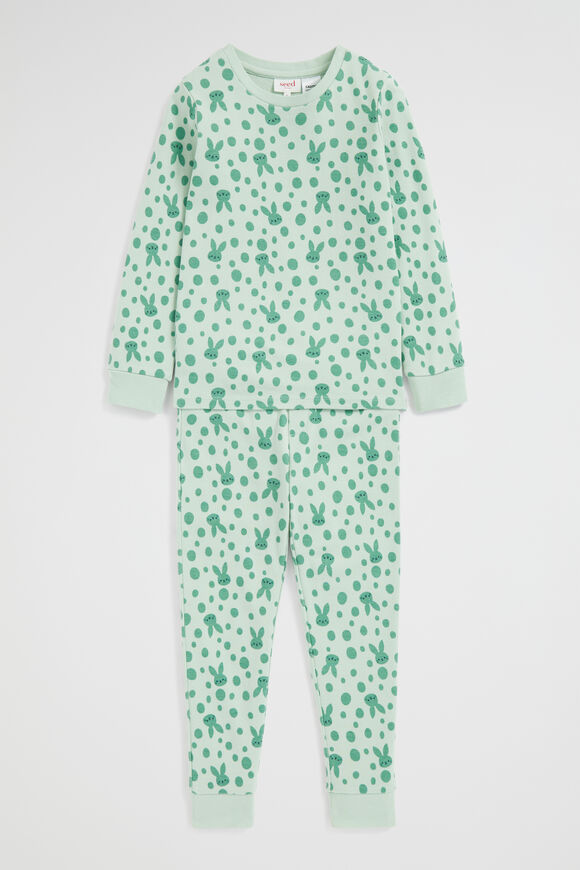 Spotted Bunny Pyjama  Sage  hi-res
