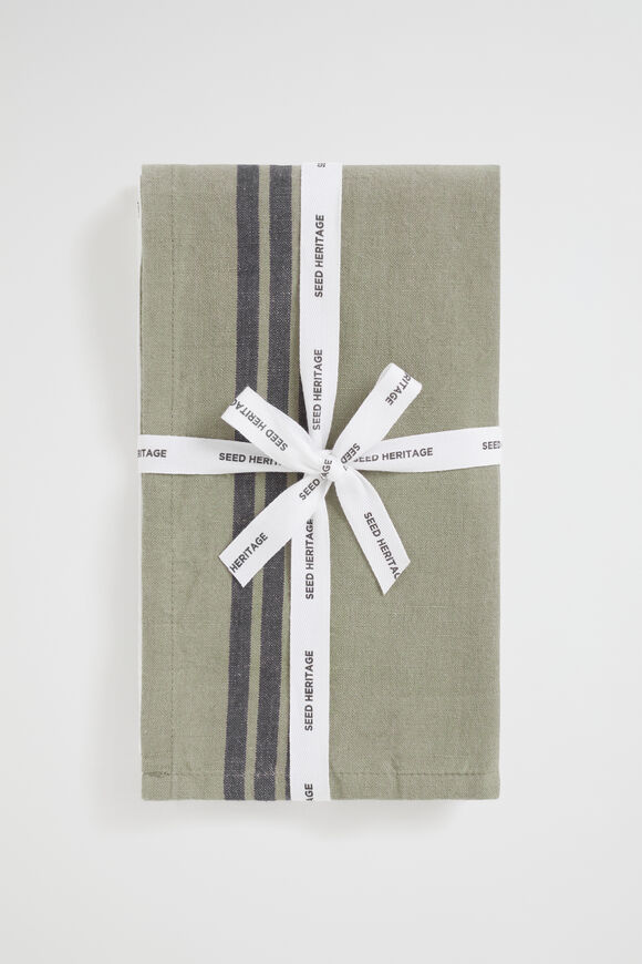 Stripe Tea Towel Set of 2  Olive  hi-res