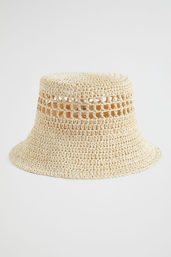 Cutout Straw Bucket Hat  Natural  hi-res