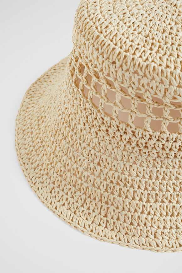 Cutout Straw Bucket Hat  Natural  hi-res