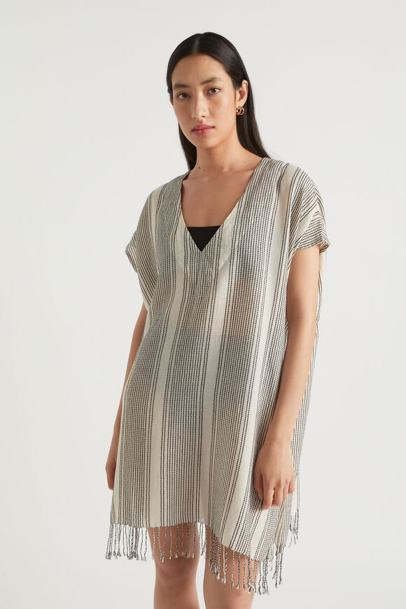 Textured Stripe Kaftan  Black Stripe  hi-res