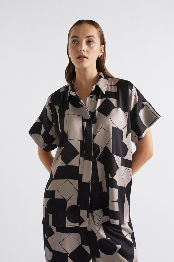 Abstract Geo Satin Shirt  Light Storm Abstract  hi-res