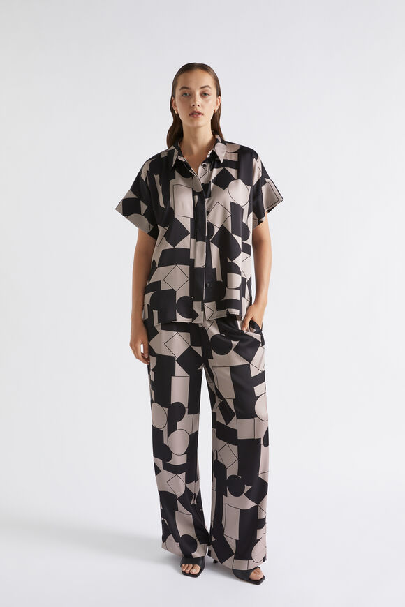 Abstract Geo Satin Shirt  Light Storm Abstract  hi-res