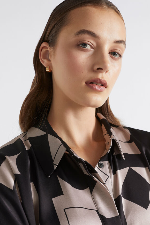 Abstract Geo Satin Shirt  Light Storm Abstract  hi-res