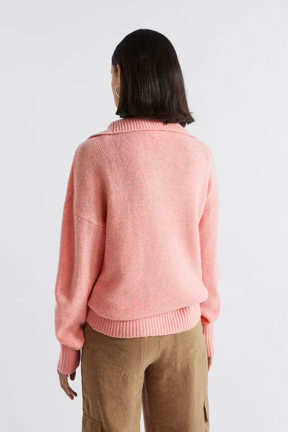 Merino Wool Zip Through Knit  Pale Peony Marle  hi-res
