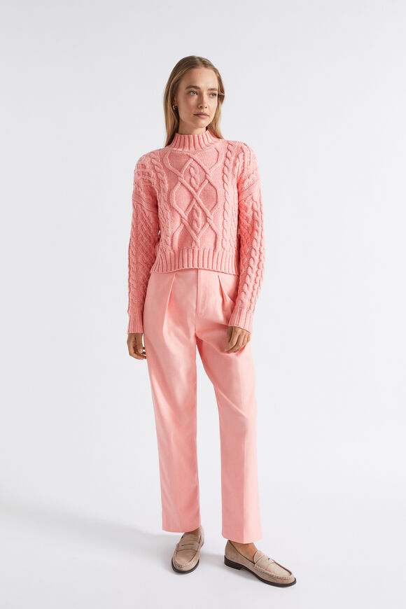 Crop All Over Cable Knit  Pale Peony Marle  hi-res