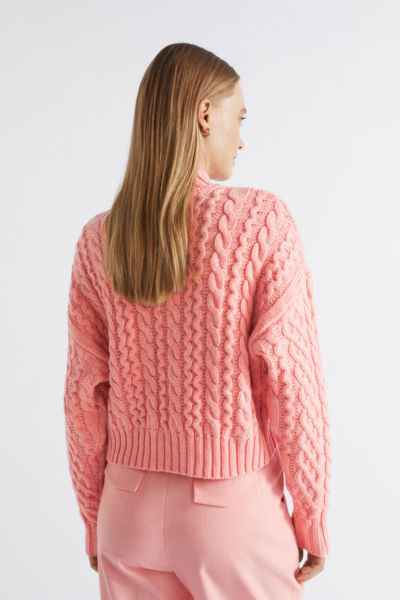Crop All Over Cable Knit  Pale Peony Marle  hi-res
