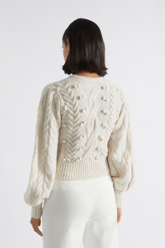 Pom Pom Braid Crop Knit  Oat Marle  hi-res