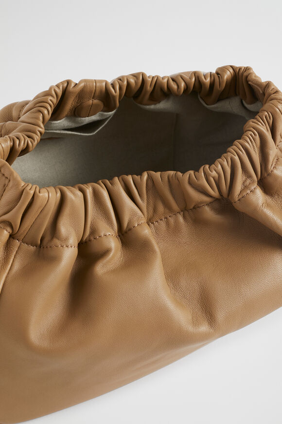 Rouched Leather Clutch  Cashew  hi-res