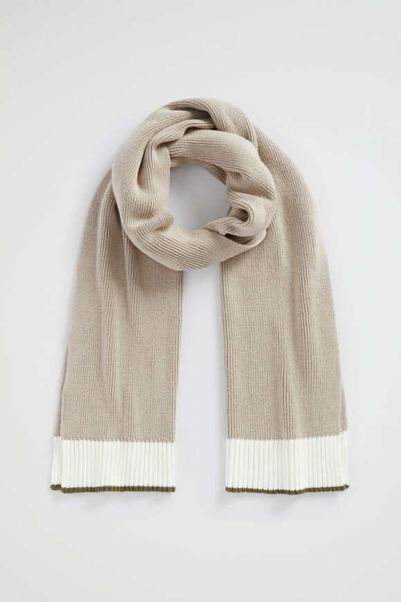Two Tone Rib Knit Scarf  Light Storm  hi-res