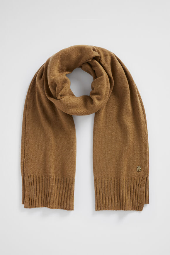 Logo Detail Wool Scarf  Deep Brass  hi-res