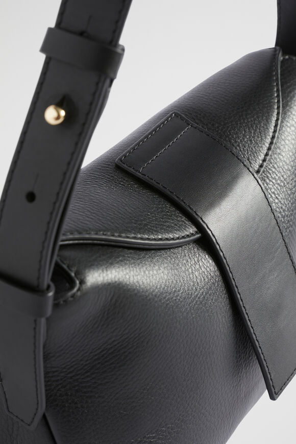 Leather Shoulder Bag  Black  hi-res
