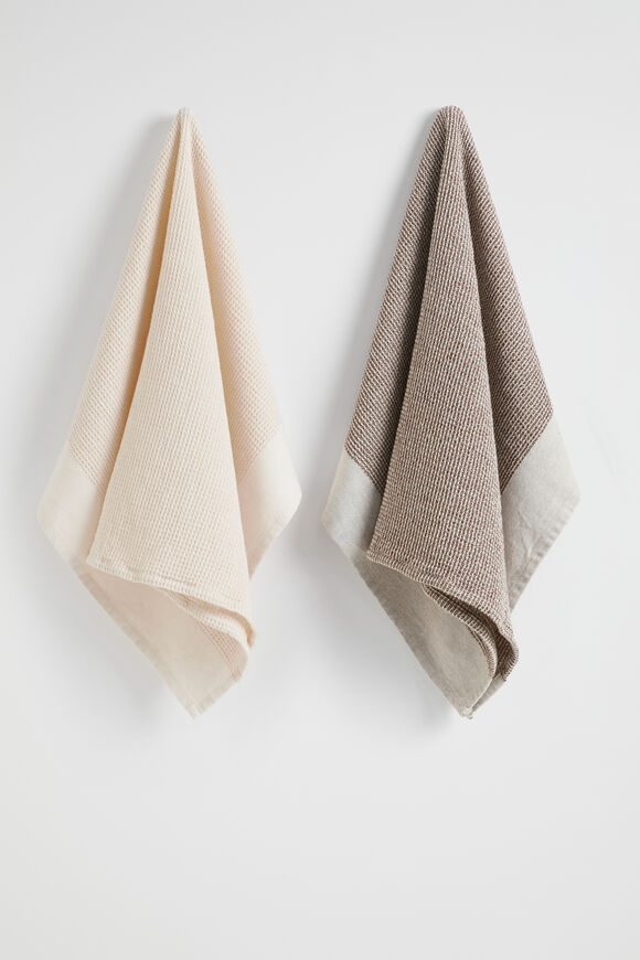 Waffle Teatowel Set of Two  Blush  hi-res