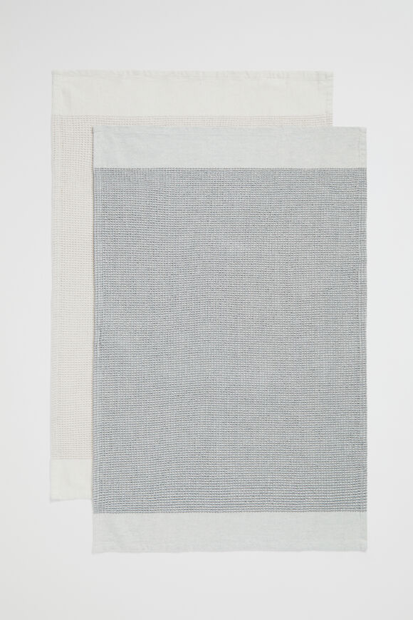 Waffle Teatowel Set of Two  Eucalypt  hi-res
