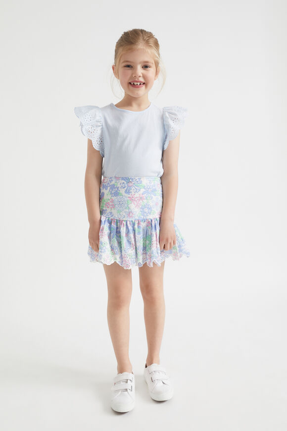 Cutwork Floral Skirt  Baby Blue  hi-res
