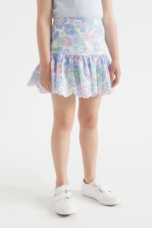 Cutwork Floral Skirt  Baby Blue  hi-res