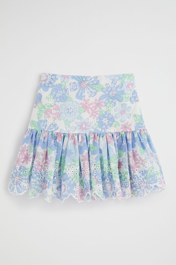 Cutwork Floral Skirt  Baby Blue  hi-res